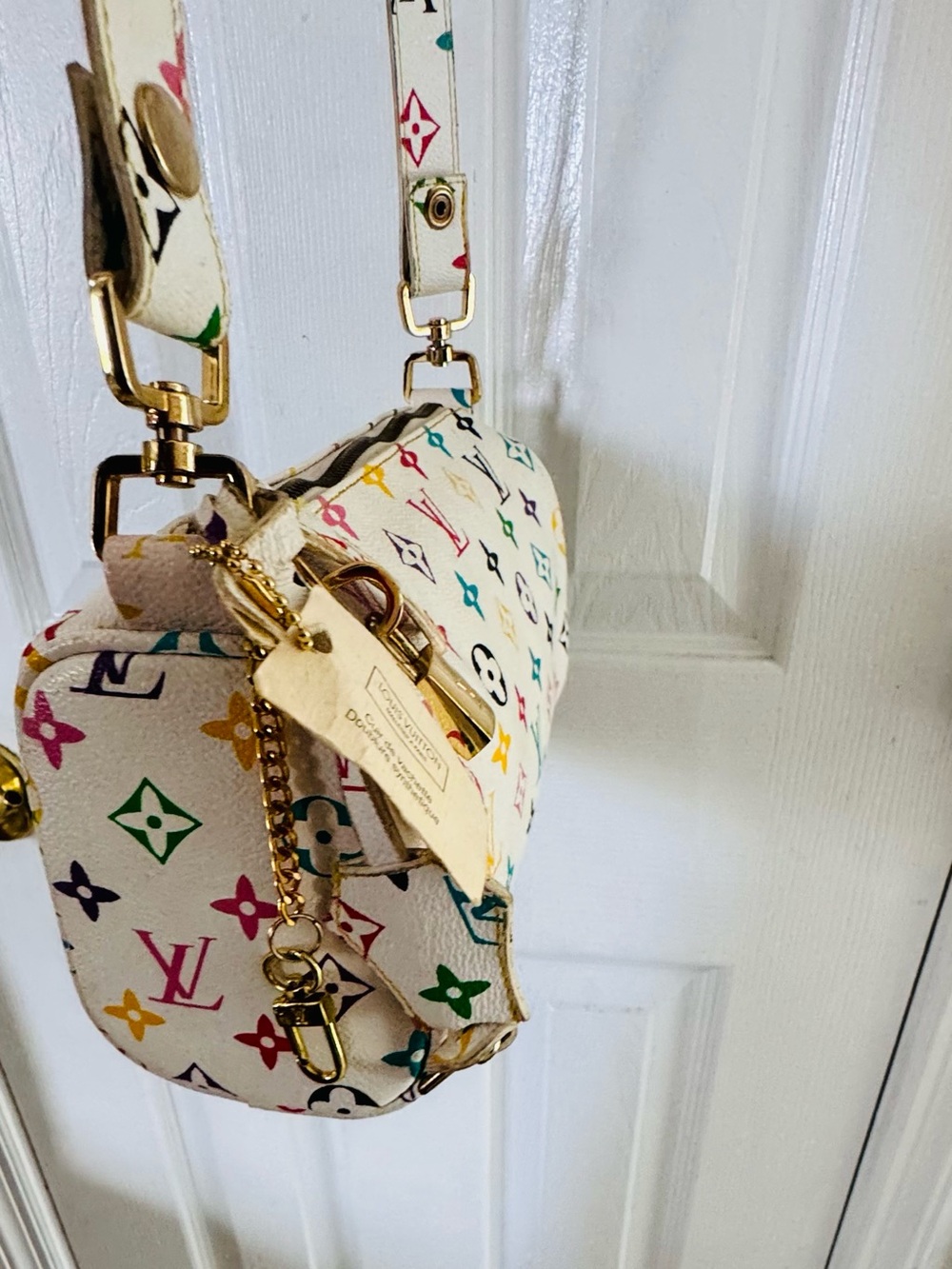 Louis Vuitton White Multicolor Monogram Canvas Clutch